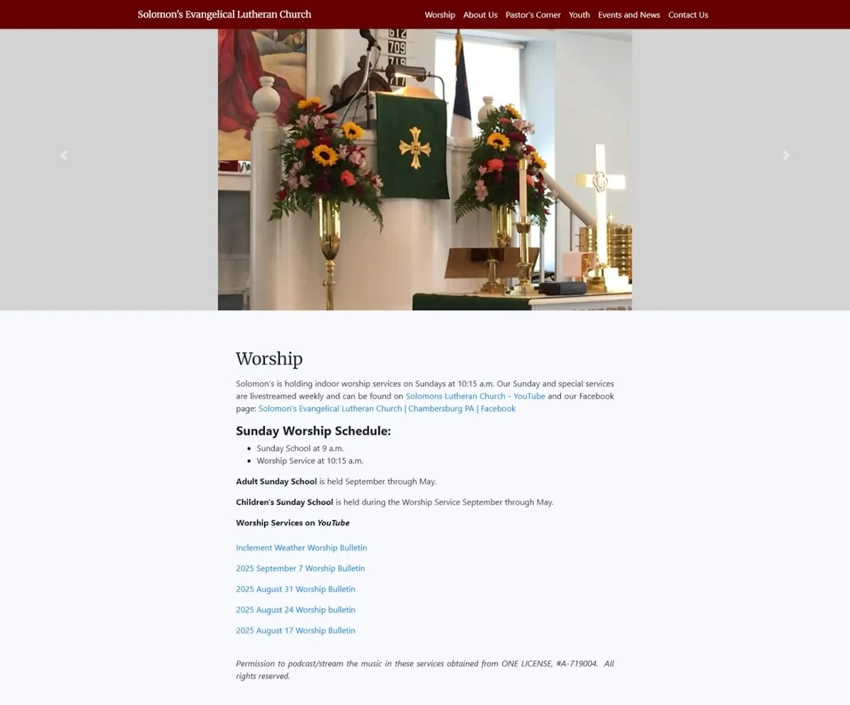 Solomon's Lutheran Church, Chambersburg, Pennsylvania, USA