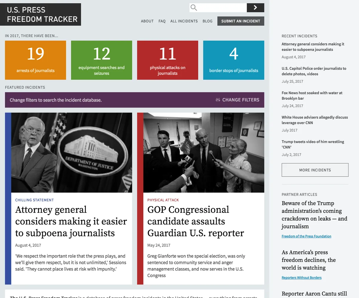 U.S. Press Freedom Tracker