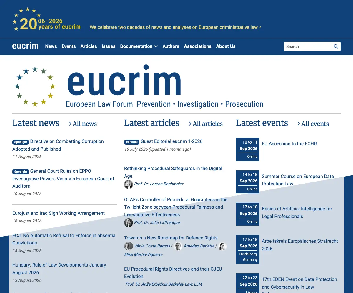 eucrim - European Law Forum: Prevention • Investigation • Prosecution